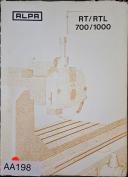 ALPA-ALPA Surface Grinder- Model RT 700, RTL 700, RT 1000, and RTL 1000, Information Manual.-RT 700, RTL 700, RT 1000, and RTL 1000-01